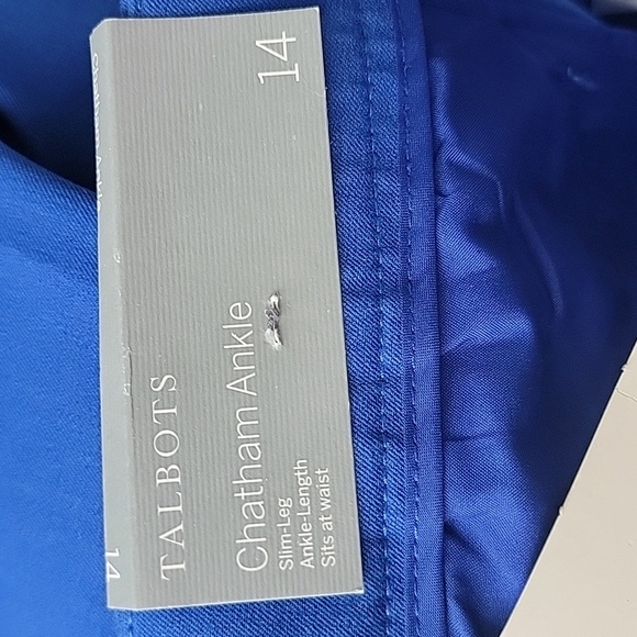 TALBOTS NeW Chatham Royal Blue Flat‎ Front Side Zip Slim Leg Ankle Cropped Pants - Picture 7 of 8